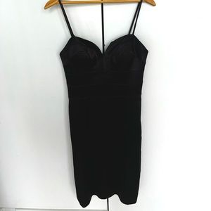 ❤️ Sexy little black dress, spaghetti adjustable straps, black satin, w/ boning